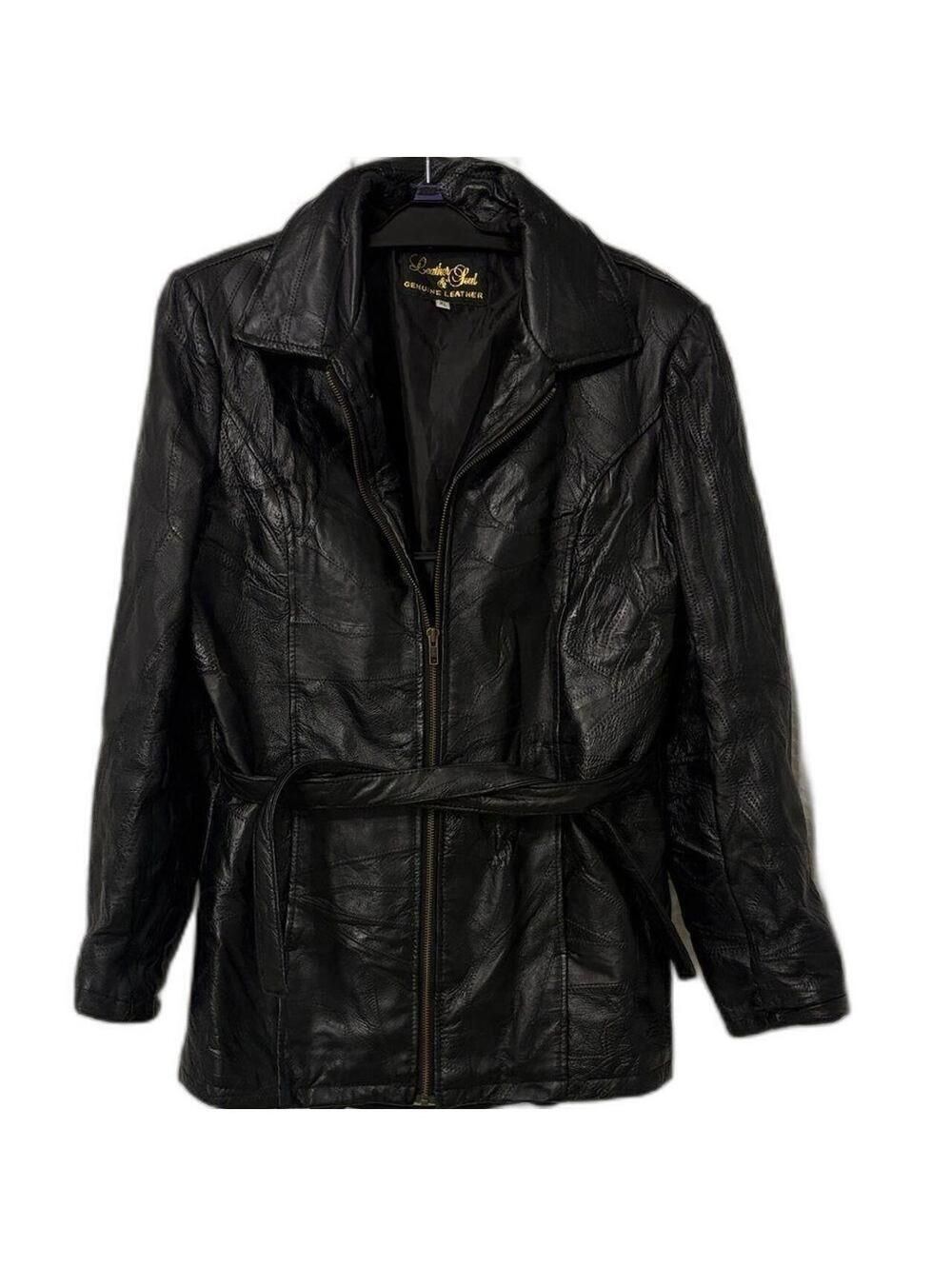 Leather & Soul Patchwork black genuine Leather Jacket-XL